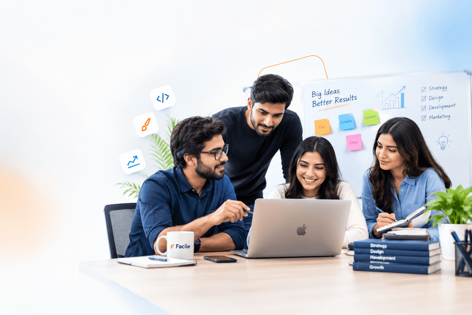 Digital agency professionals collaborating on web design, creative strategy and business growth