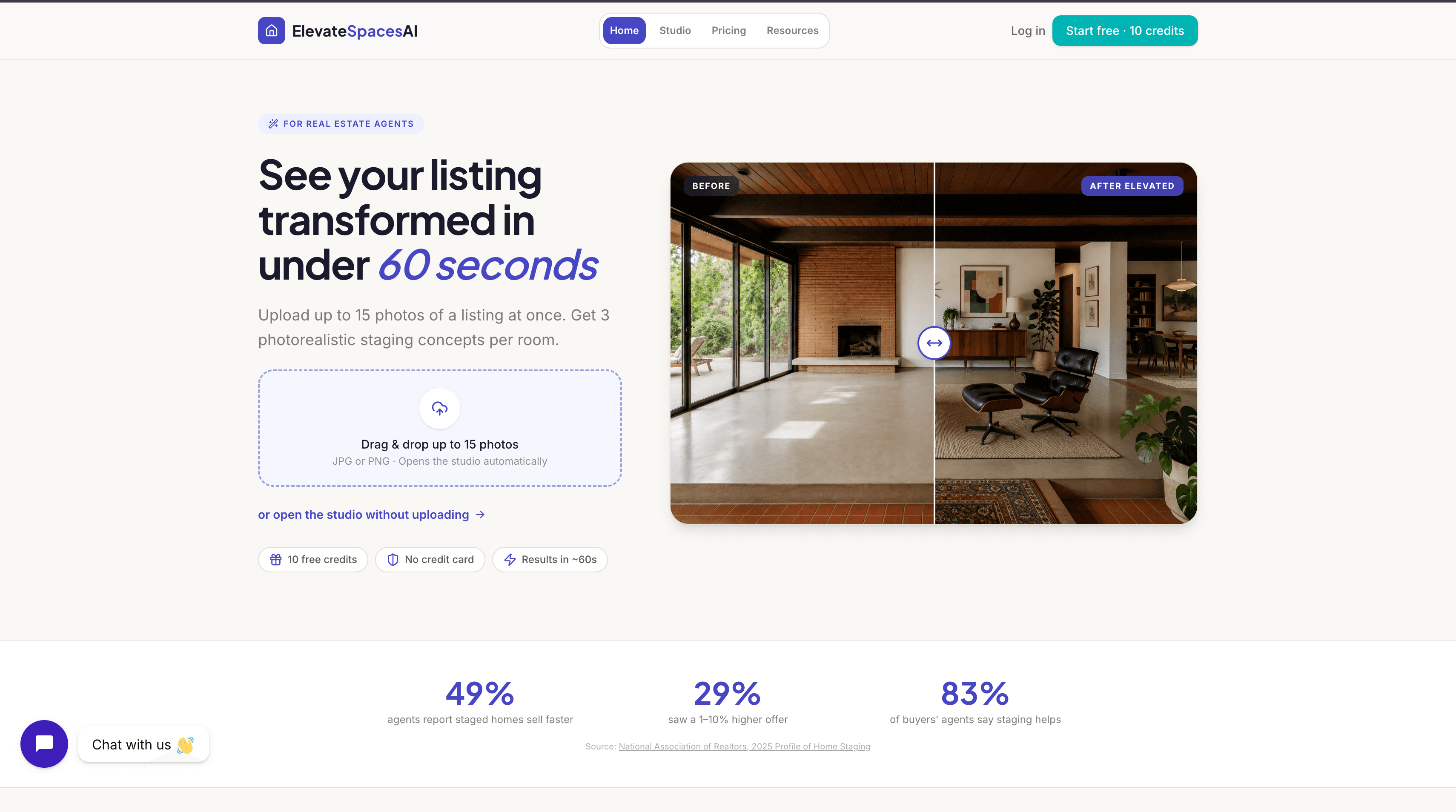 Elevate Spaces AI virtual staging platform